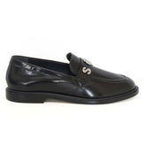 Mocassim Couro Preto Logo Prata S 21678 0026 0001 Schutz